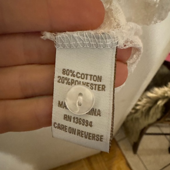 White Lace Button Down Blouse - Picture 2 of 3